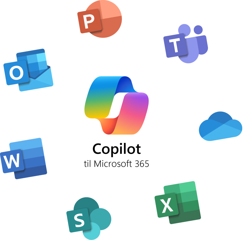 Copilot-ikon omcirklet af Microsoft 365-apps